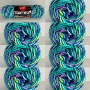 lot of 7 old-school wildflower red heart super saver yarn